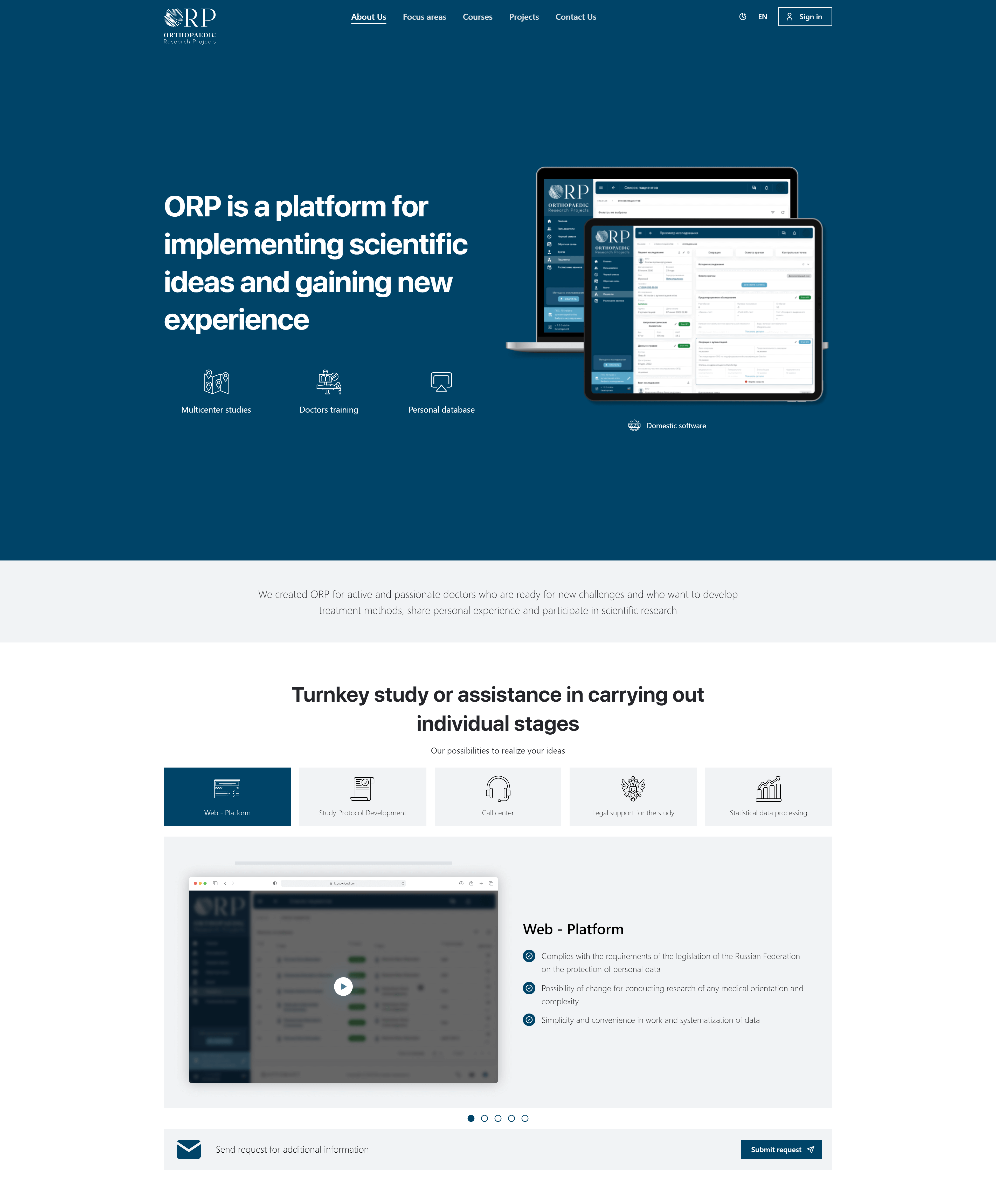 Promo website of the ORP Cloud project, a functional tool for specific tasks
