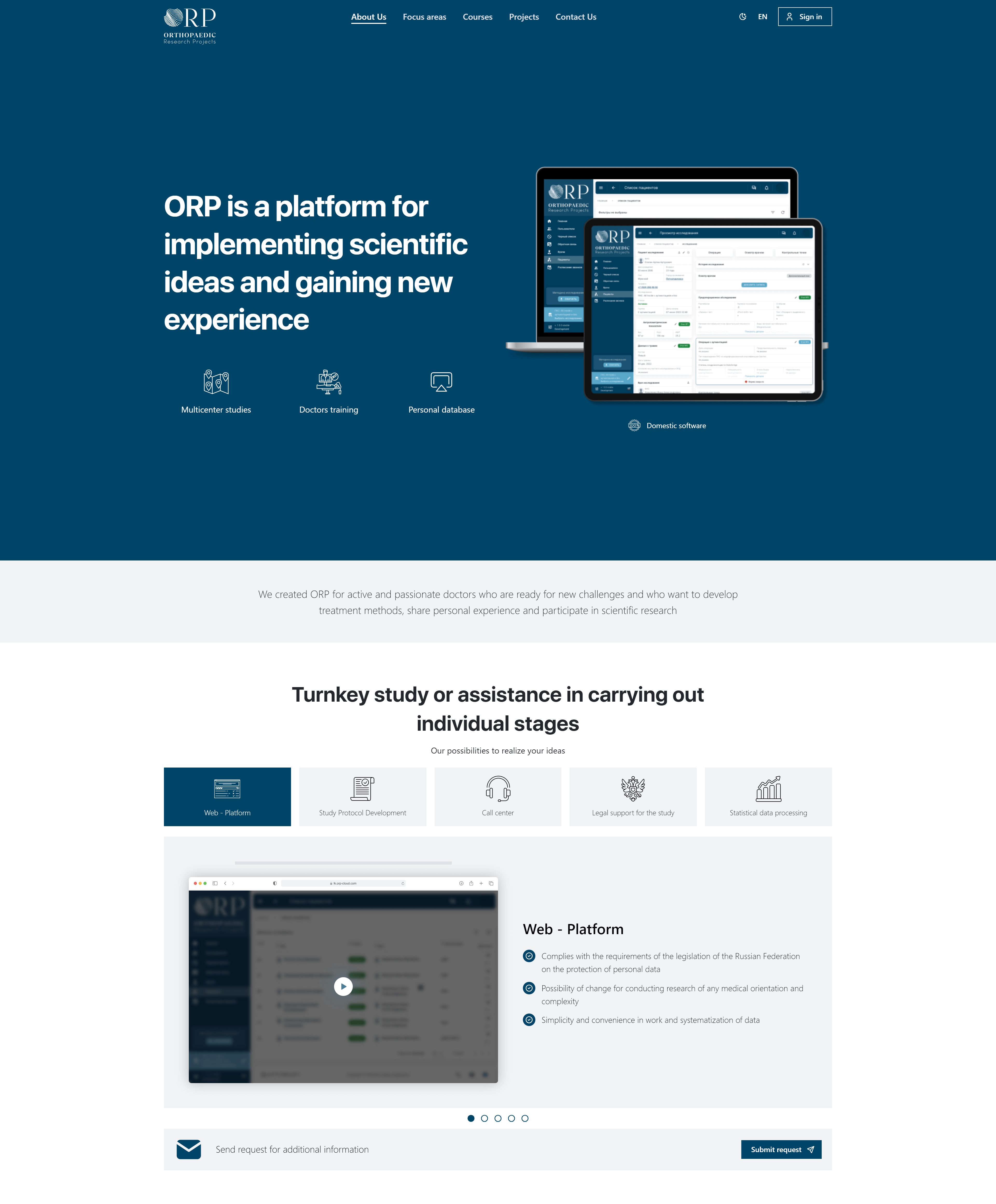 Promo-Website des ORP Cloud-Projekts, einem funktionalen Werkzeug für spezifische Aufgaben