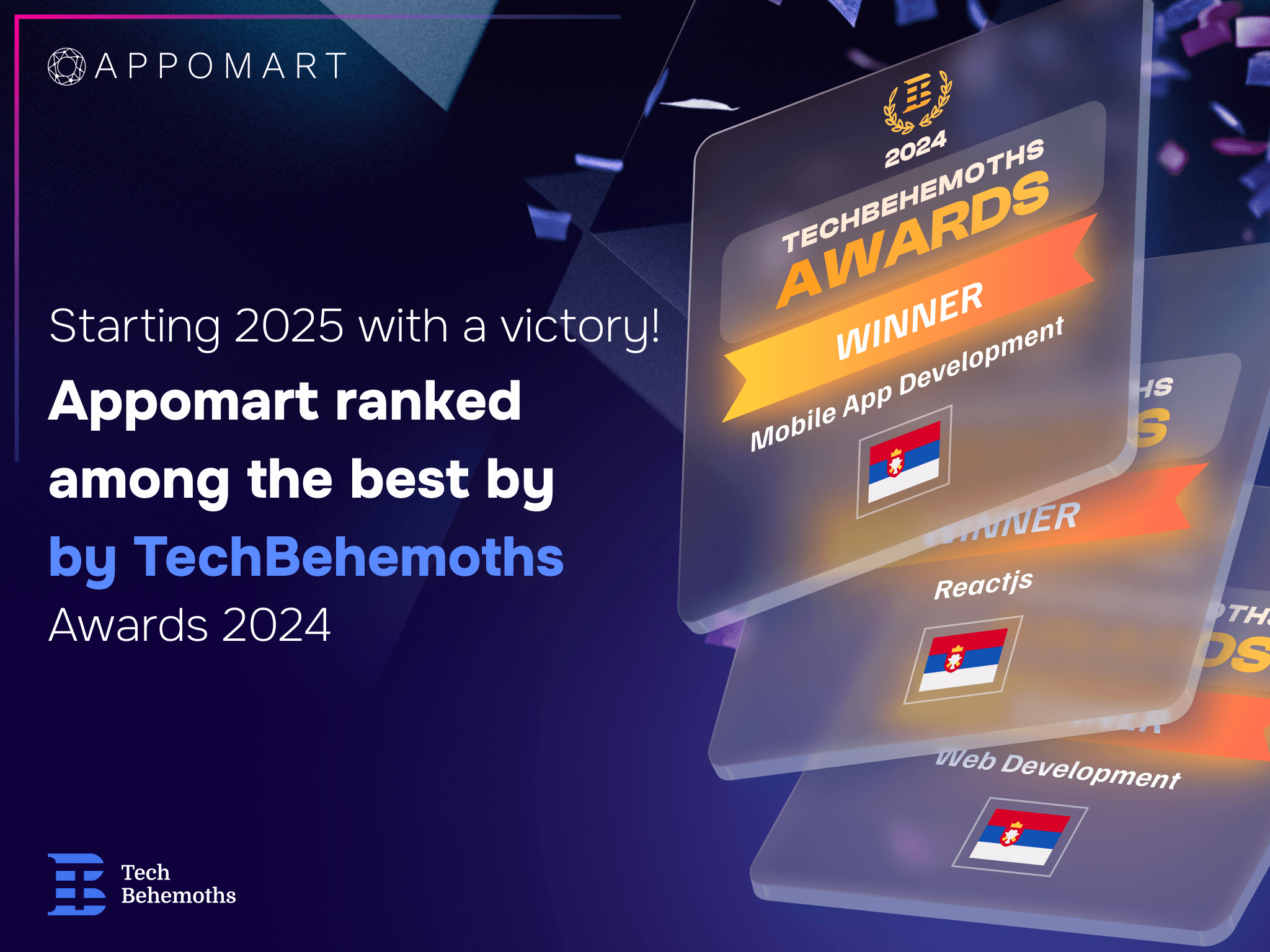 Počinjemo 2025. godinu sa sjajnom vešću: Appomart je među top tri na TechBehemoths Awards 2024!