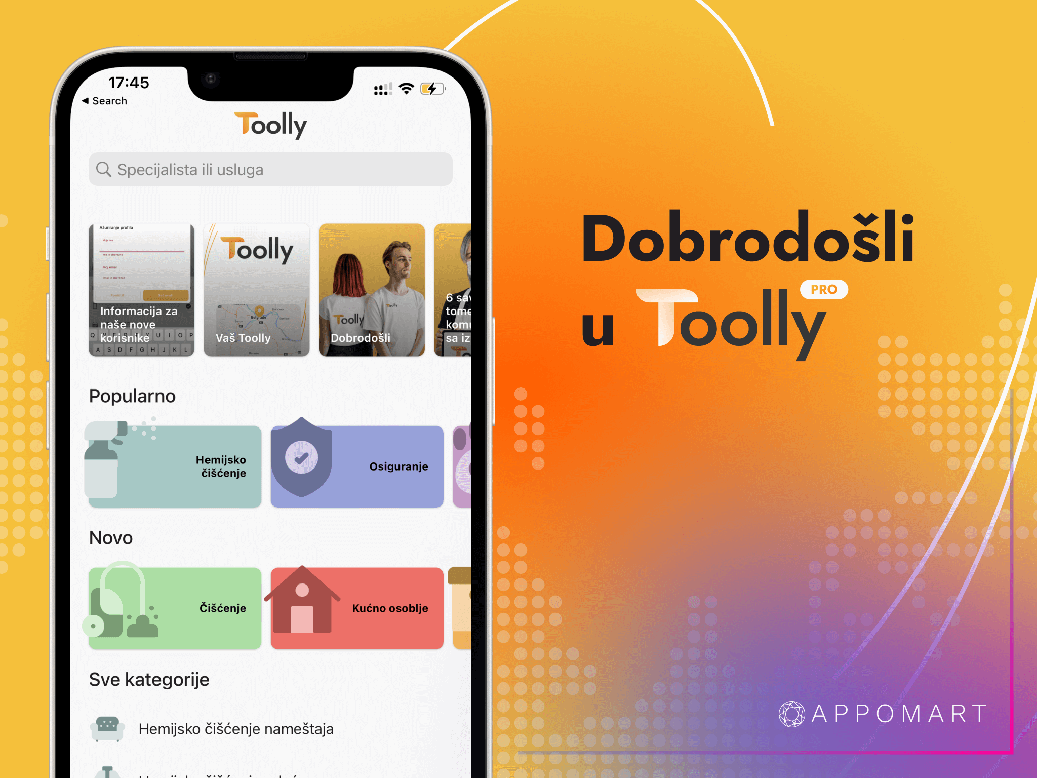 Наша компания Appomart с гордостью представляет Toolly - инновационное приложение, разработанное специально для Сербского рынка it-сервисов